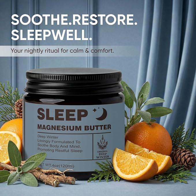 Magnesium Butter for sleep – Magnesium Cream with Shea & Mango Butter, Arnica & Essential Oils for Relaxation – Nighttime MagnesiumLotion for Legs, Arms or Chest(Citrus) (B)