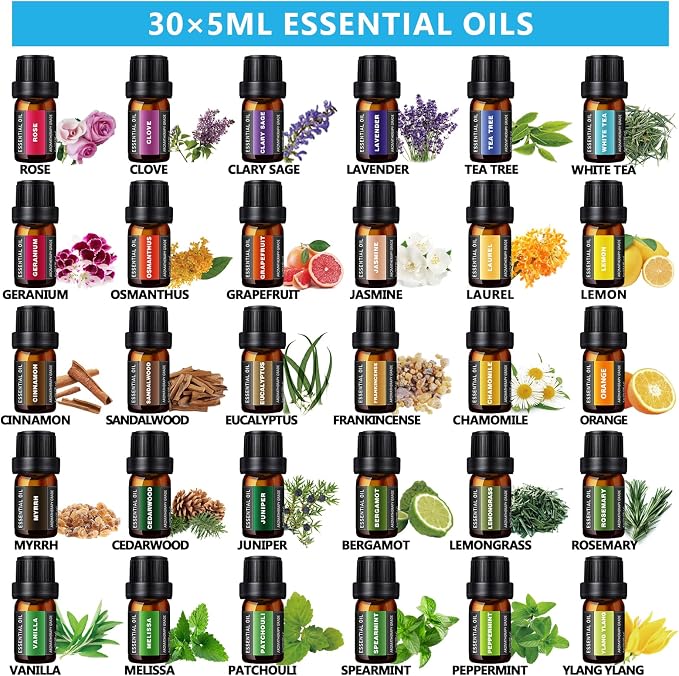 550 ML Aroma Diffiser with Essential Oils Set, Essential Oil Diffuser with Remote, Ultrasonic Technology Aromatherapy Diffusers Auto Shut-Off for Office, Home