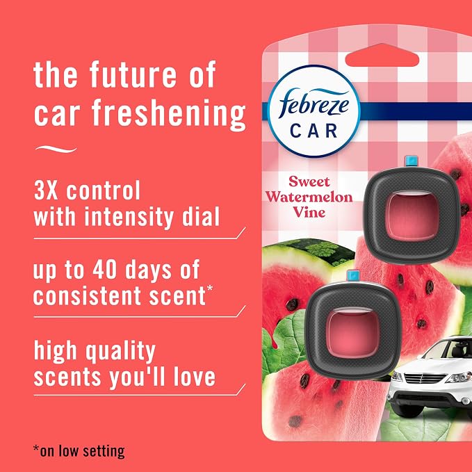 Car Air Freshener Vent Clip Sweet Watermelon Vine Scent, 2 Count, .13 oz Total