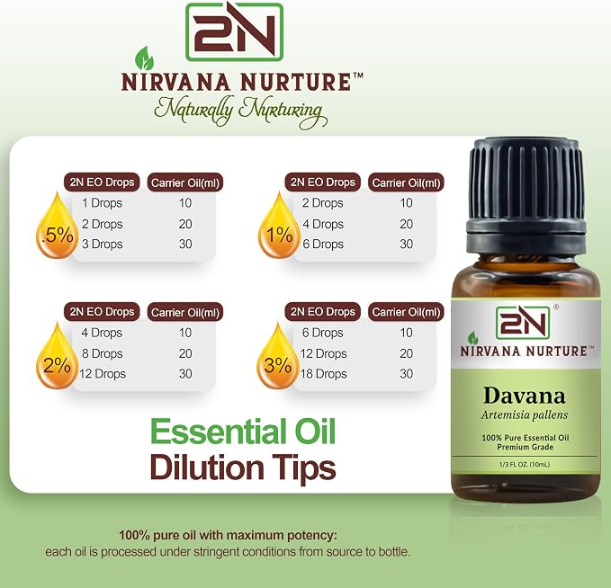Davana Essential Oil, 100% Pure Undiluted, Aromatherapy Oil for Diffuser, Hair & Skin Care