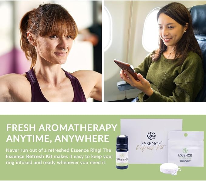 Essence Refresh Kit | Featured Blends Essential Oils | Aromatherapy Nasal Diffuser | Personal Scent Clip for Travel, Work & Everyday Use | Made in USA | Stress Relief | White Pod