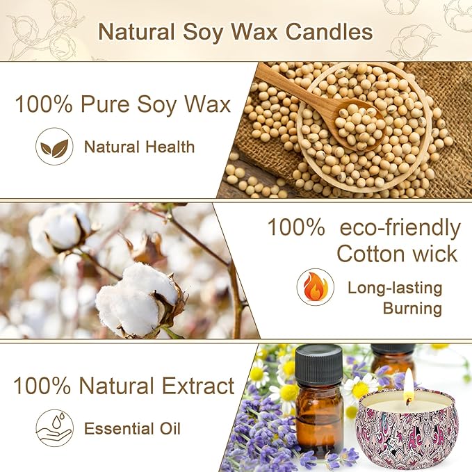 Candles for Women - 4 Packs Scented Candles Gifts for Women Set, Natural Soy Wax Candle for Home Scented, Long Burning Aromatherapy Candle Gifts for Mothers Day, Thanksgiving, Birthday, Valentine