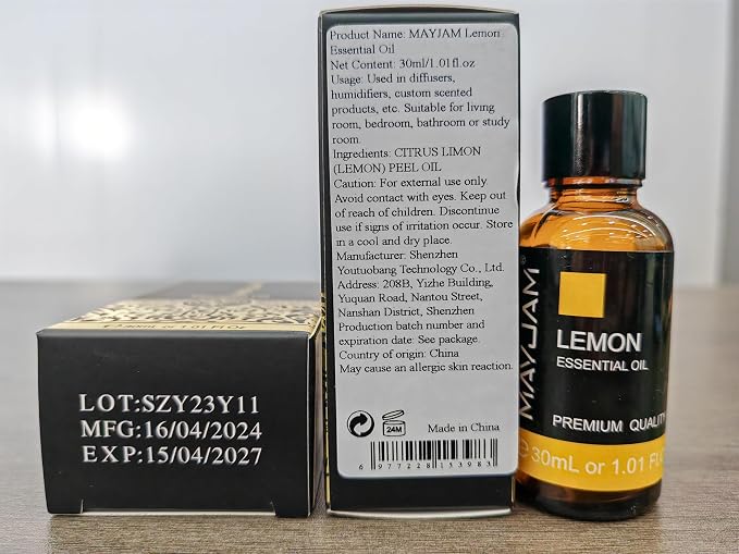 Lemon Essential Oil 30ML/1.01FL.OZ, MAYJAM Premium Lemon Oil Essential Oils with Glass Dropper, Great for Aromatherapy Diffuser and Candle Soap Making