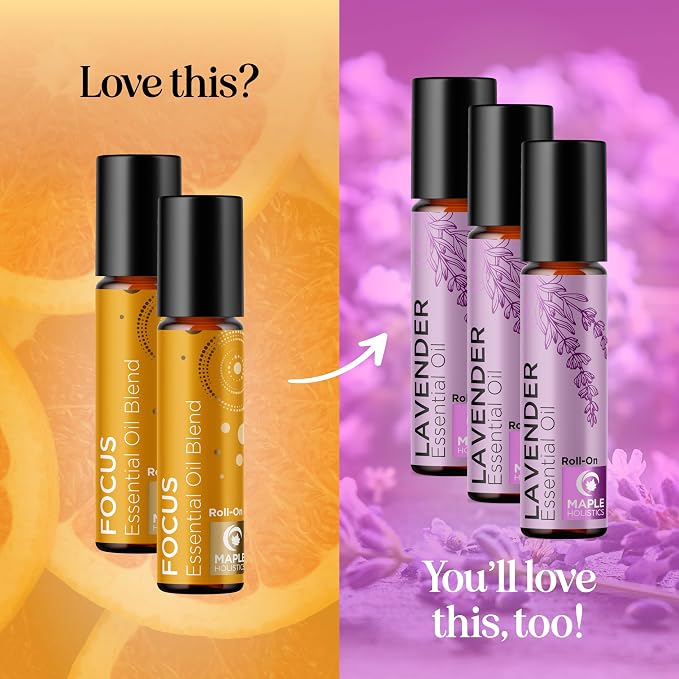 Focus Essential Oil Roll On - Aromatherapy Essential Oil Roller with Invigorating Pure Citrus and Mint Oils - Attention and Focus Essential Oil Blend with Eucalyptus Peppermint & Grapefruit (2 Pack)