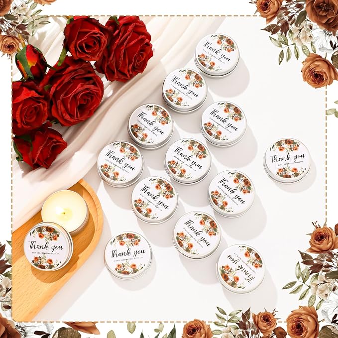MTLEE 50 Pcs Wedding Candles Gift Favors for Guests 1 Oz Lavender Scented Soy Wax Aromatherapy Candle Favors for Bridal Shower Rustic Wedding Party Guests (Terracotta Floral)
