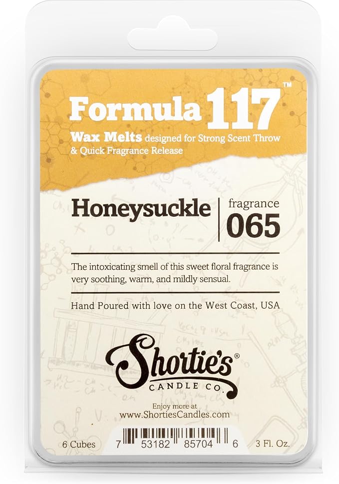 Shortie's Candle Company Pure Honeysuckle Premium Wax Melts - 3 Oz., Strong & Long Lasting, Non-Toxic - Made with Essential & Natural Oils - Formula 117