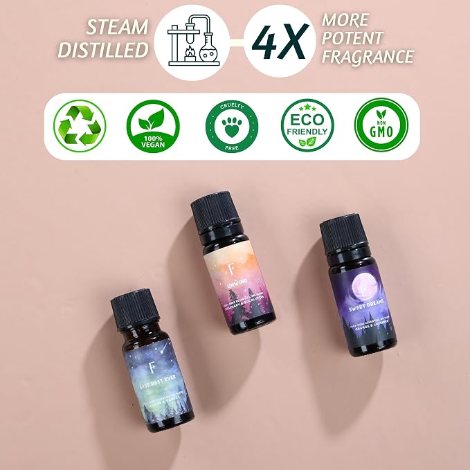 Folkulture Sleep Essential Oils Set for Diffuser | Set of 3 Aromatherapy Oils for Relaxation & Bedtime | Lavender, Eucalyptus & Rosemary | Calm Home Fragrance & Self-Care Gift