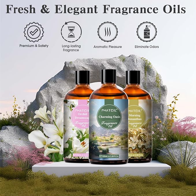 PHATOIL 100ML Morning Osmanthus Fragrance Oils, Huge 3.38fl.oz Bottle Morning Osmanthus Oil, Pure Aromatherapy Oils for Diffuser, Humidifier, Scented Oils for Soap, Candle Making