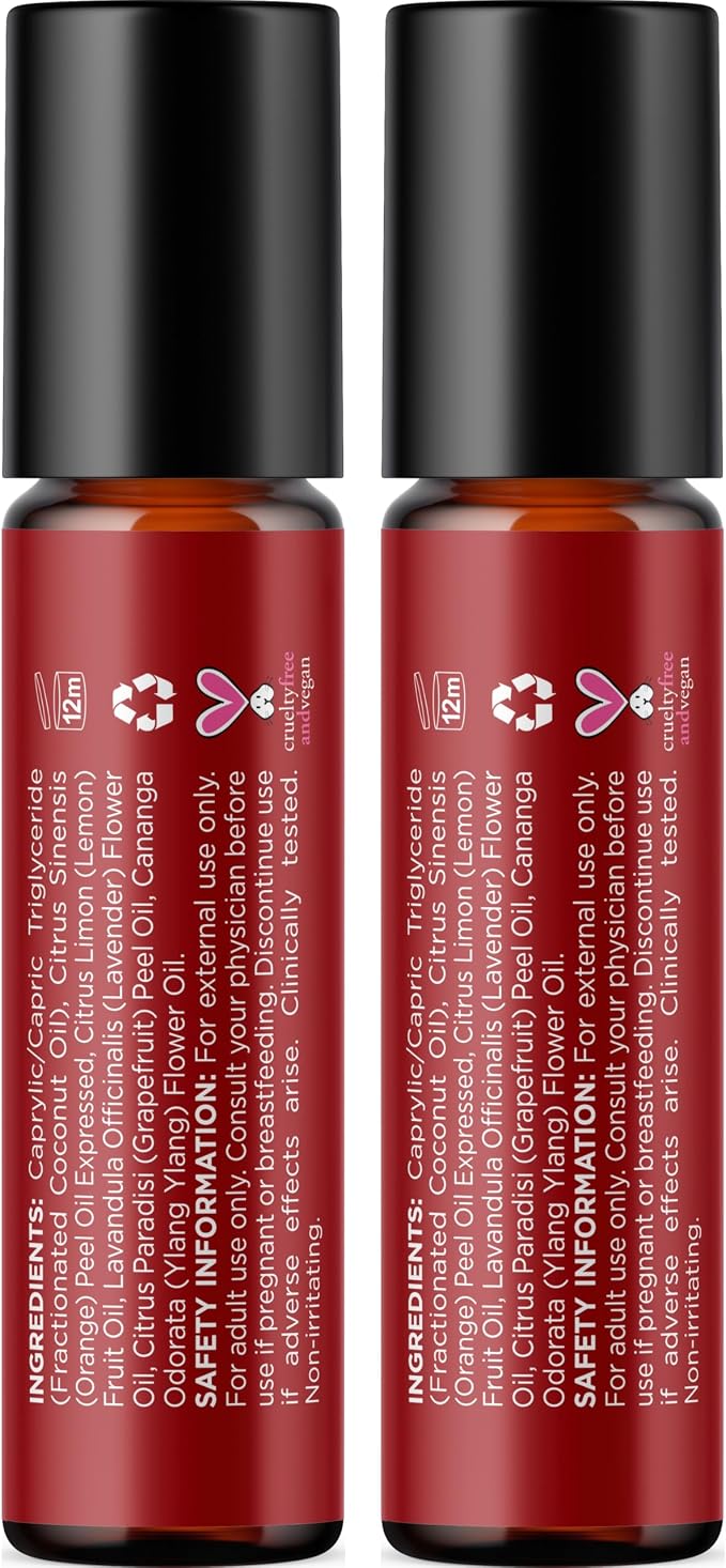 Uplift Essential Oil Roll On - Aromatherapy Essential Oil Roller with Lavender and Citrus Calming Essential Oils - Happy and Relaxing Essential Oil Blend with Orange Lemon & Grapefruit (2 Pack)