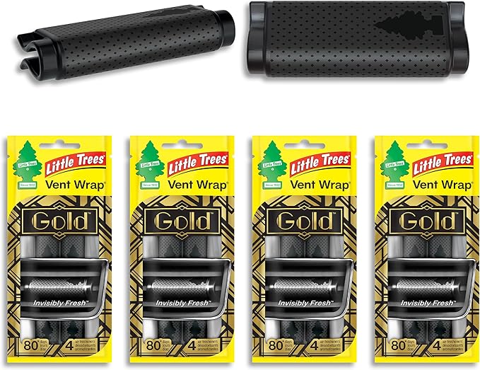 LITTLE TREES Car Air Freshener | Vent Wrap Provides Long Lasting Scent, Invisibly Fresh | 16 Air Fresheners | Gold