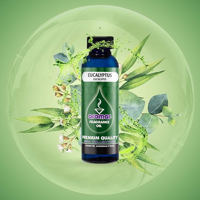 AROMAR Premium Fragrance Oil, Pack of 3 Eucalyptus 2oz. Bottles. Long Lasting Aromatic Scent, Fresh and Revitalizing Aromatherapy for Living Room, Bedroom, and Kitchen