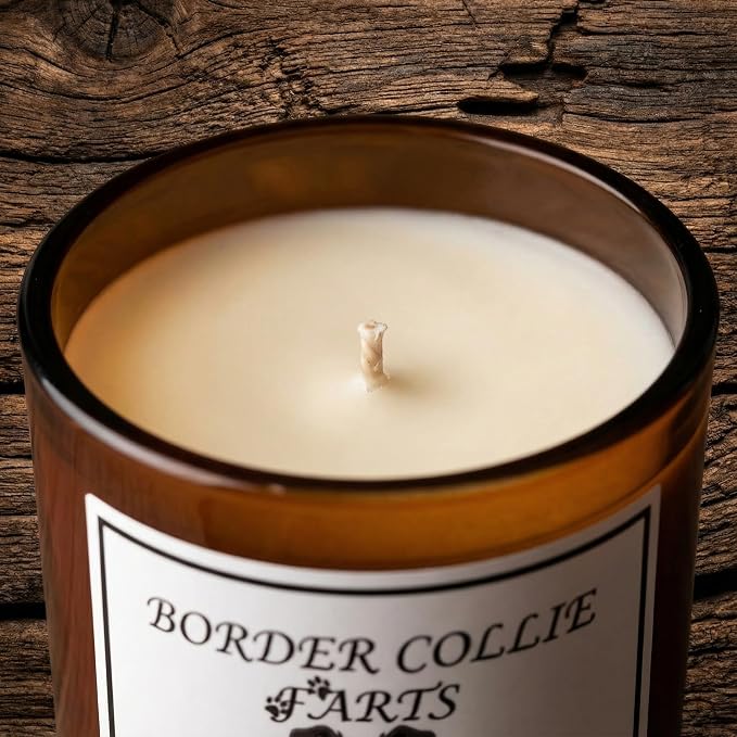Border Collie Gifts for Women | Birthday Gifts for Mom | Light When Dog Farts Candle | Cedar By Natural Soy Wax | Pet Safe Friendly Memorial Candles for Home Scented Household Essentials