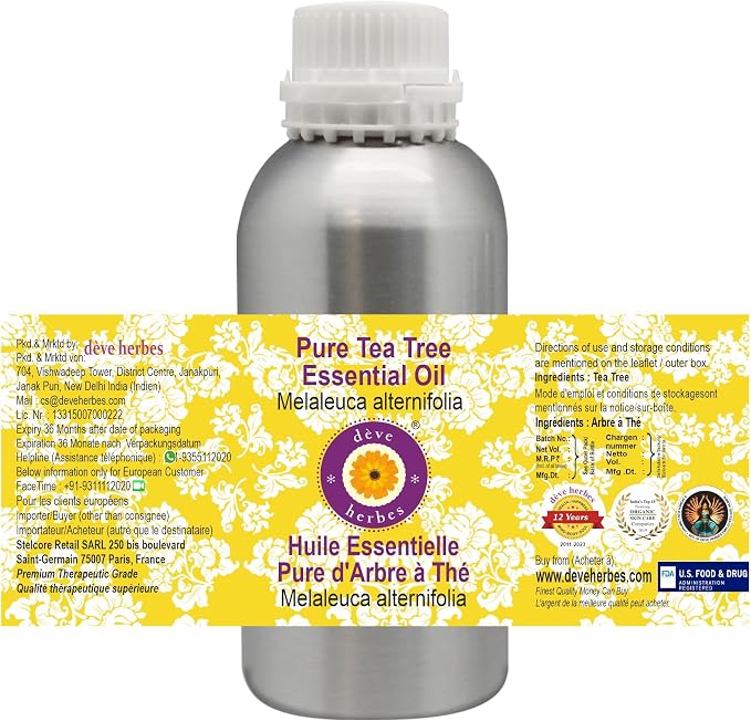 Deve Herbes Pure Tea Tree Essential Oil (Melaleuca alternifolia) Steam Distilled 1250ml (42 oz)