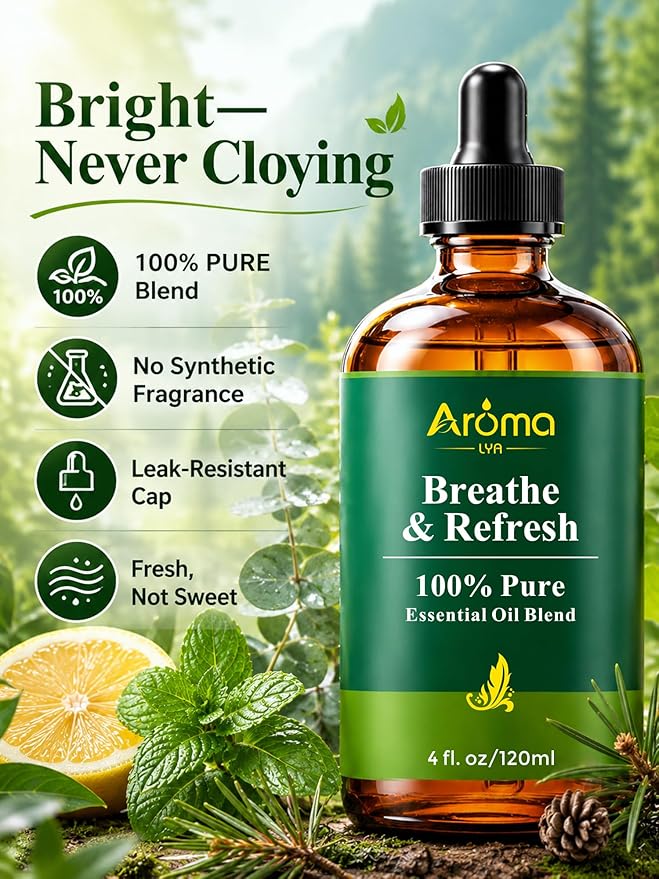 Breathe & Refresh — A 100% Pure Essential Oil Blend Cool-Crisp Blend that Makes Any Space Feel Like Fresh Air Again, Essential Oils for Diffusers for Home