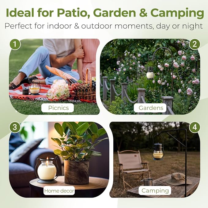 Citronella Candles Outdoor 3 Pack, Vintage Metal Lantern Soy Wax Candles, Long Burning Scented Patio & Camping Candles, Summer Outdoor Decor Gift for Women (3 x 3.5 oz)