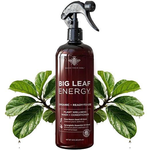 Neem Oil Spray for Plants – Big Leaf Energy + Essential Oils – Ready to Use Organic Plant Wash to Protect Outdoor & Indoor Plants, Made in USA (16 fl oz)
