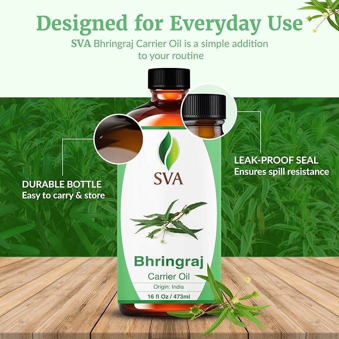 SVA Bhringraj Oil - 16 Fl Oz - for Face, Skin Care, Hair Care, Scalp Massage & Body Massage