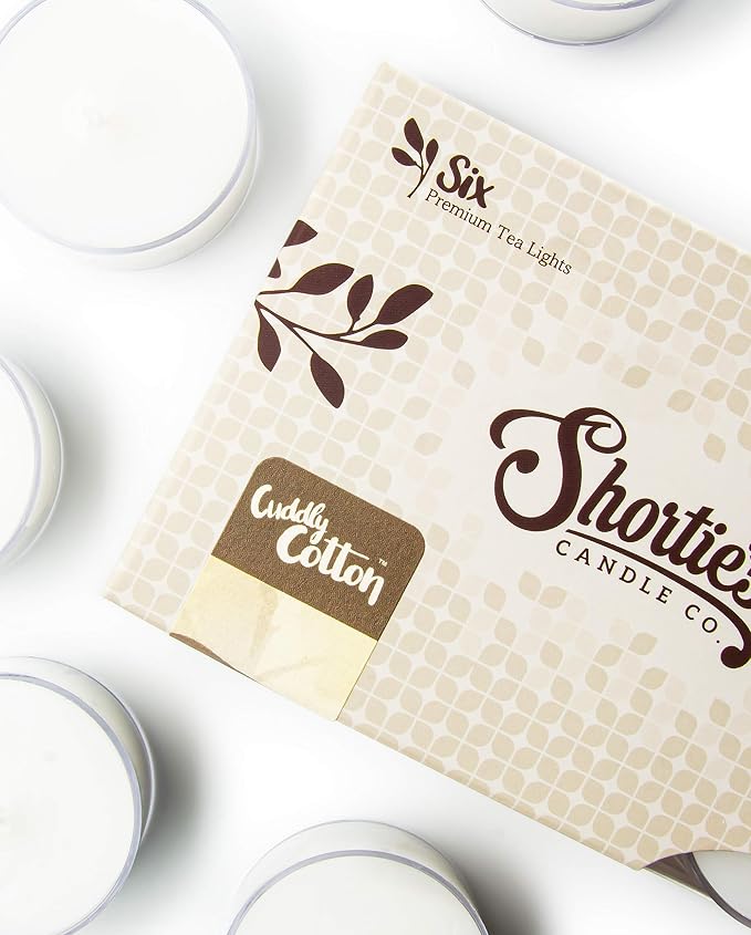 Cuddly Cotton Premium Tealight Candles - Highly Scented with Essential & Natural Oils - 6 White Tea Lights - Beautiful Candlelight - Made in the USA - Fresh & Clean Collection