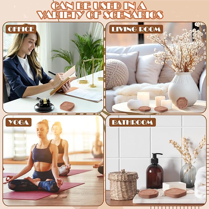 AceOrbit 4 Pcs Ceramic Clay Diffuser Passive Aromatherapy Oil Diffuser Essential Oil Accessories Hummingbirds Daisies Sun Lotus Flowers for Car Office Desk Home Decor Mini Terracotta Housewarming Gift