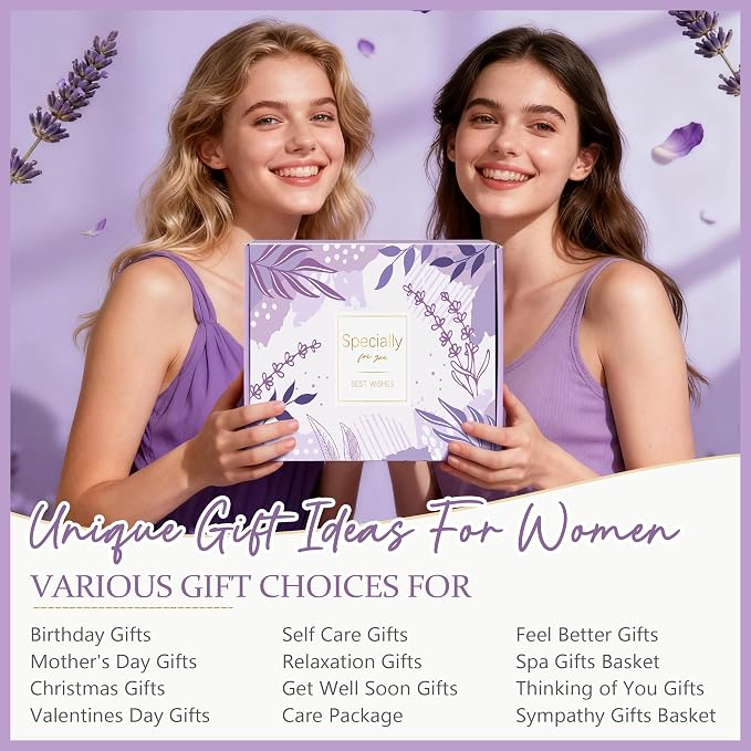 Mother‘s Day Gifts for Women, Self Care Gifts for Women, Lavender Relaxing Spa Gifts Basket Care Package for Christmas, Mother's Day, Birthday Gifts for Mom, Wife, Girlfriend, Sister, Her