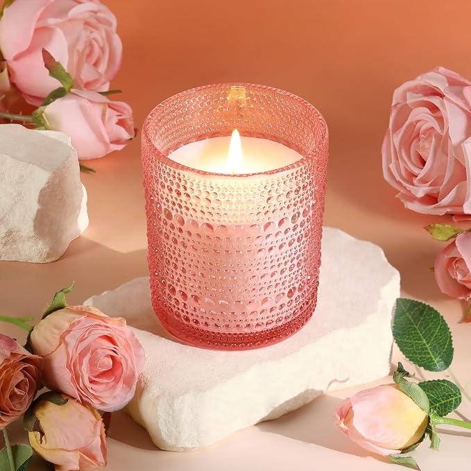 DARJEN Rose Scented Candles for Home- 6.3oz 42H Natural Soy Wax Aromatherapy Jar Candlet, Decorative Aesthetic Candles for Master Bedroom, Date Nights, Self-Care Sunday, Luxury Gift for Women