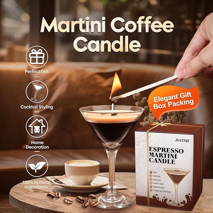 2 Pack Espresso Martini Candle Gifts for Women Men, Coffee Scented Unique Gifts for Espresso Martini Lover, Soy Wax Candle for Home, Bedroom, Coffee Bar for Christmas, Birthday, Halloween