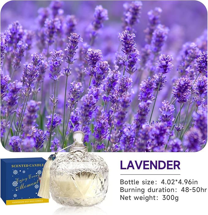 Lavender Candle, 7oz Jar Scented Candles Gift for Women, Home Decor | Long Burning,Clean Soy Wax Jar Candle,Home Fragrance,Aroma,Thoughtful Gift for Holiday,Birthday,Mother's Day,Housewarming