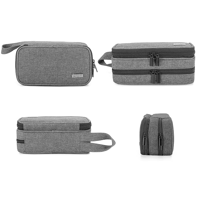 LUXJA Essential Oil Carrying Case - Holds 12 Bottles (5ml-15ml, Also Fits for Roller Bottles), Portable Double-Layer Organizer for Essential Oil and Accessories, Gray