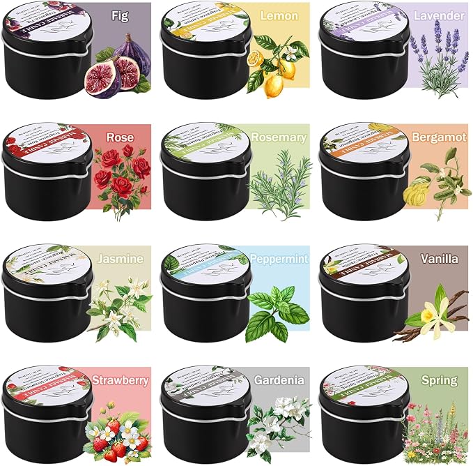 12pcs Massage Oil Candle,Moisturising Natural Soybeans Gift Sets,1oz Low Temperature Body Oil Scented Candles for Home Spa & Relaxation
