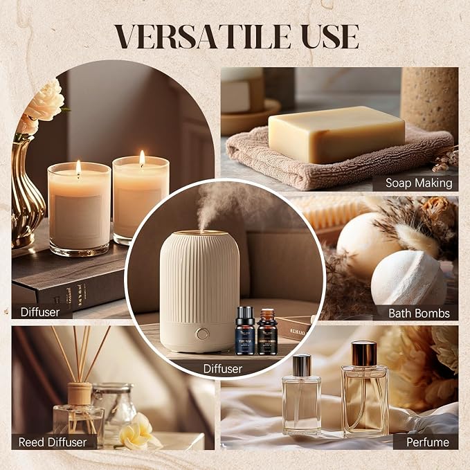 Hotel Diffuser Oils Gift Set, Essential Oils for Diffusers for Home, Luxury Fragrance Oil Set, Candle & Soap Making Scents, Jasmine & Mint, White Tea, The Way, Dream State, Hotel Lobby, Crystallé