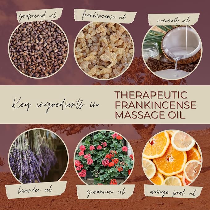 Essentially KateS Frankincense Oil Massage Oil – Body Oil for Sore Muscles, Back, Neck & Shoulders with Frankincense, Lavender & Sweet Orange, 8 fl oz