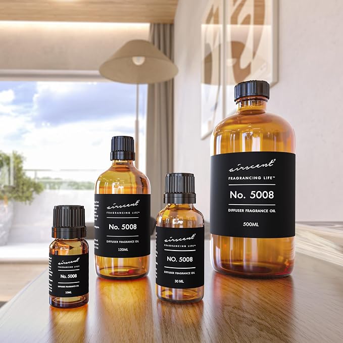 AirScent Diffuser Oil Inspired by Tobacco Vanille Perfume - No. 5008 Perfume Dupe - Fragrance Oil Blend for Ultrasonic and Waterless Diffusers and Crafting - 120 ml, 4 fl oz Glass Dropper Bottle