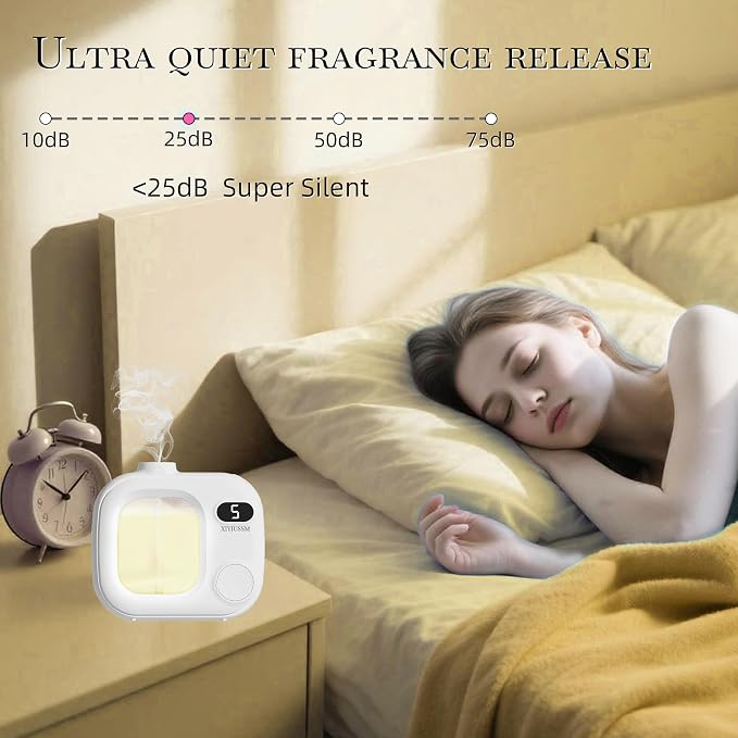 Waterless Essential Oil Diffuser Portable Cordless Aromatherapy Scent Machine for Home Office Car Large Room Battery Powered Ultrasonic Diffuser with 5 Mist Modes for Bedroom Classroom Travel