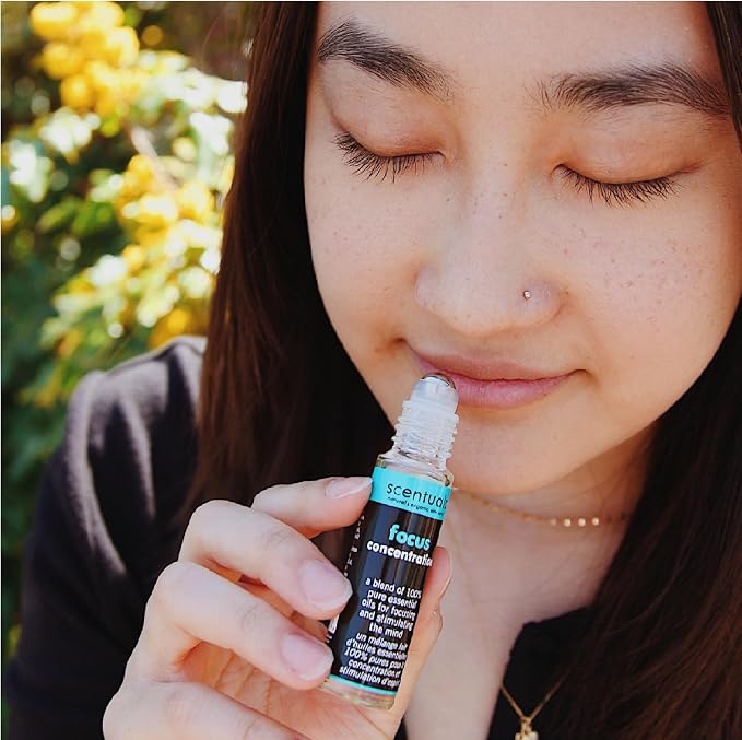 Essential Oil Blend Roll On: Peppermint Essential Oil,Cedarwood and Clary Sage Oil, 100% Pure Natural, to Improve Mental Focus & Concentration, Aromatherapy, Essential Oil Perfume (9 ml | 0.3 oz)