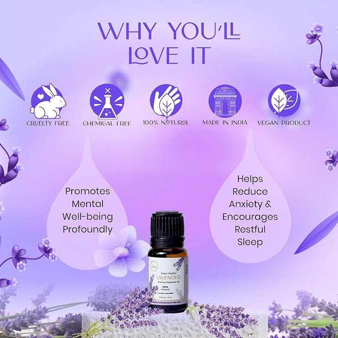 My ACE Lavender Essential Oil 0.33 Fl Oz - Pure & Natural - Premium Grade for Aromatherapy, Diffuser, Skin, Hair, Massage, Candle & Soap Making, Home - Glass Bottle with Dropper - Long Lasting Scent
