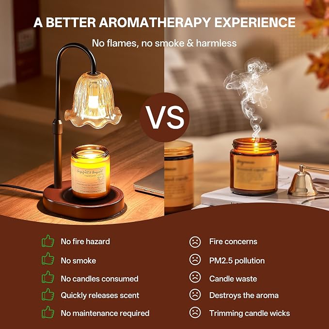 Homelist Dimmable Candle Wax Warmer, Candle Warmer Lamp with Timer for New Home, Mondern Warmers Flower Lamp, House Warming Gifts for Sister, Women, Mom, Girlfriend, Couple