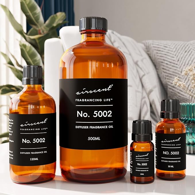 AirScent Creed-Aventus-Inspired Diffuser Oil - No. 5002 Perfume Dupe - Premium Fragrance Oil Blend for Ultrasonic and Waterless Diffusers and Crafting - 10 ml, 0.34 fl oz Glass Bottle with Dropper