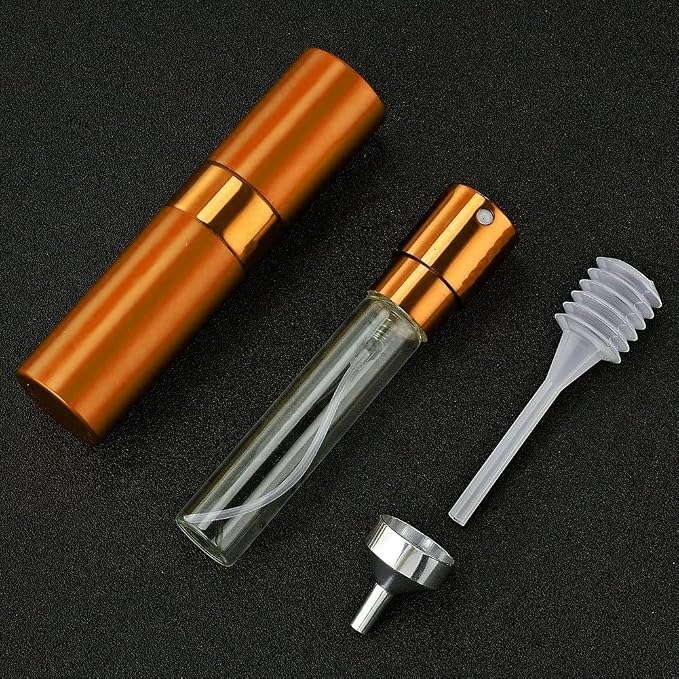 LISAPACK 8ML Atomizer Perfume Spray Bottle for Travel, Empty Refillable Cologne Dispenser, Portable Sprayer (Orange)