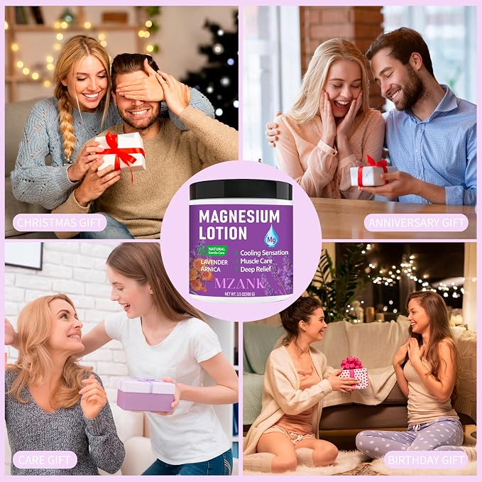 MZANK Magnesium Lotion with Lavender & Arnica – Fast-Absorbing Magnesium Cream for Restful Sleep,Muscle Relief and Relaxation,Deep Moisturizing Care for Hands,Legs,Feet,Self-Care Gift for Women