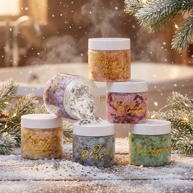 Gifts for Women & Men, Birthday Gifts - 15 Pcs Luxurious Spa Gift Set Bath and Body Gift Set for Mom Dad | Perfect Valentines Day, Christmas, Mothers Day with 6 x 150g Bath Salt 6 x 100g Bath Bomb