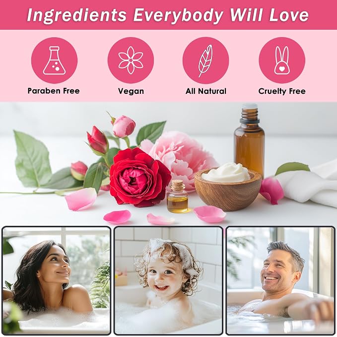 Aqua Elegante Spa Gift Basket - Luxury Bath Set with Body Wash, Bubble Bath, Lotion, Salts, Scrub, Spray, Shower Puff, Towel, Gifts for Women, Mom, Wife, Her - Rose Oil & Peony