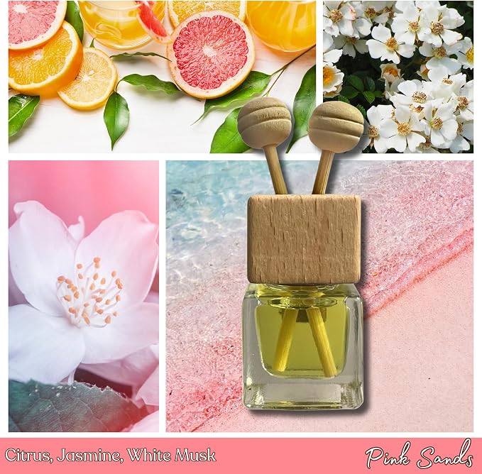 Cute Refillable Car Air Freshener Vent Clip 8mL – Pink Sands – 15mL Refill Included – Long Lasting Fragrance Oil Diffuser – 100% American Handmade Odor Eliminator