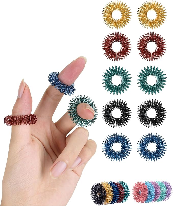 Mr. Pen- Spiky Sensory Rings, 10 Pack, Jewel Tones | Stress Relief Fidget Sensory Toys, Fidget Ring for Anxiety, Massager, Individuals with BFRB, ADHD and Attention Disorder