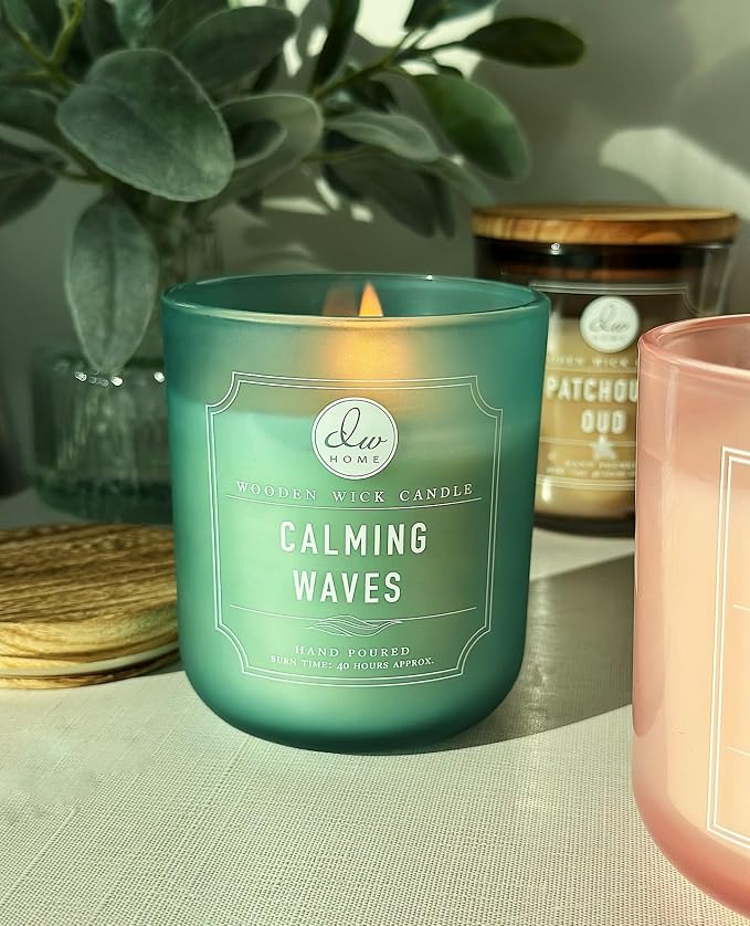 DW Home Calming Waves Scented Candle for Home, 9 oz, Medium Single Wick Candle Jar, Up to 33H Burn Time, Luxury Scented Candle for Relaxation, Gifting, Home Decor