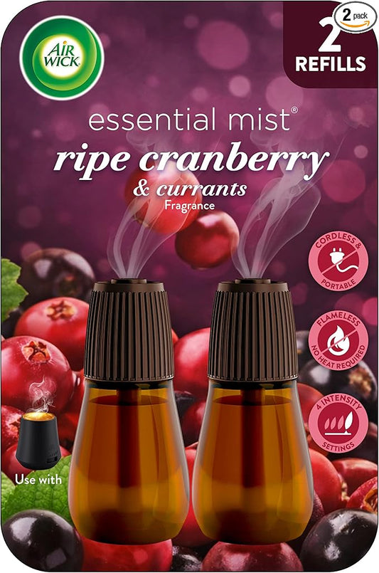 Air Wick Essential Mist – Twin Refill Ripe Cranberry & Currants, 2 Refills
