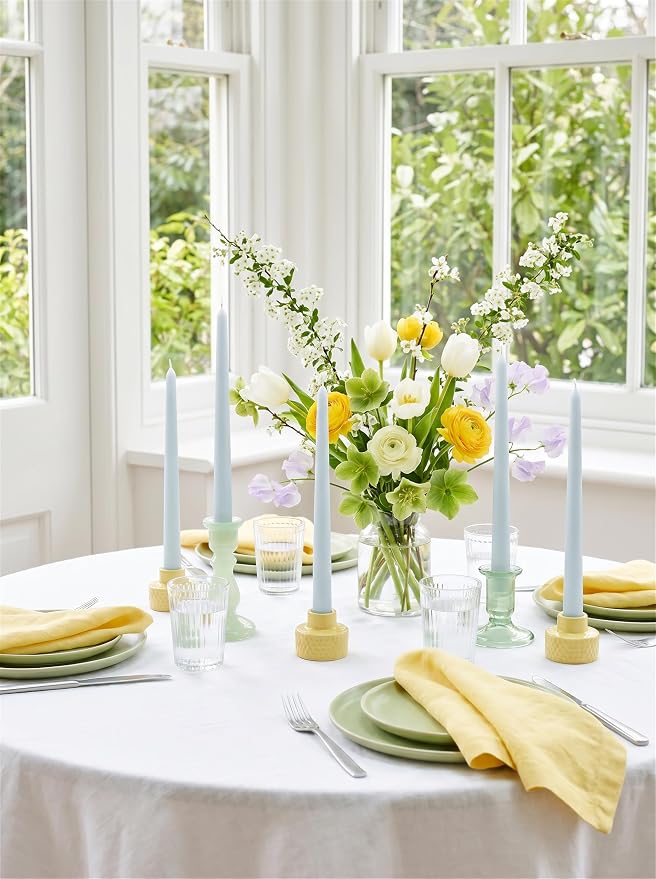 12PK 10" Classic Taper Candles, Ice Blue, 7-8 Hours Long Burning, Unscented Tall Candlesticks