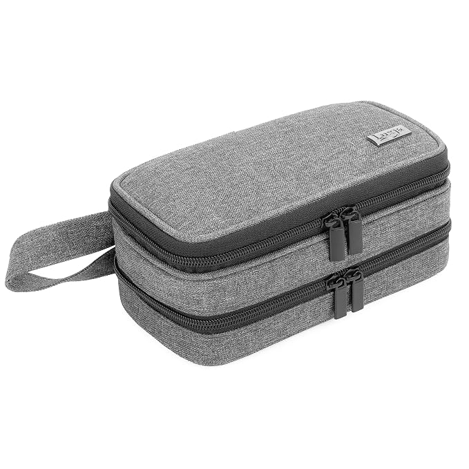 LUXJA Essential Oil Carrying Case - Holds 12 Bottles (5ml-15ml, Also Fits for Roller Bottles), Portable Double-Layer Organizer for Essential Oil and Accessories, Gray