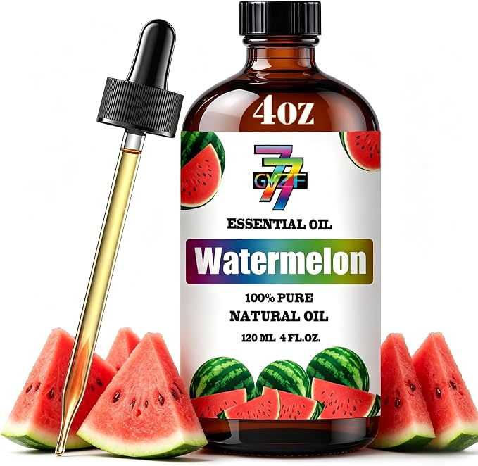 Watermelon Essential Oil, Watermelon Oils, for Diffuser, Humidifier, DIY Candles, Soap, Home, Kids Room, Gift, Essential Oil, GV77ZF Watermelon Fragrance Oil - 4 fl oz (120 ml)