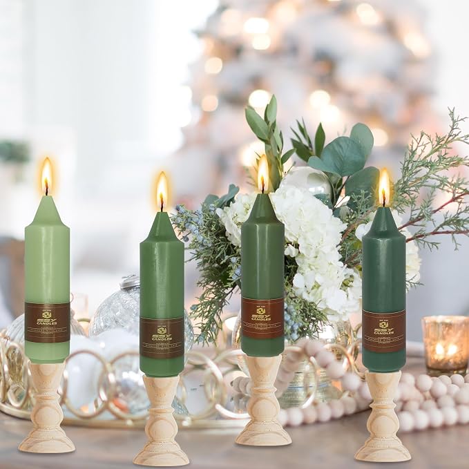 5 inch Short Candlesticks Gradient Green Taper Candles 4 PCS for Dinner Household Wedding Party Home Décor Candles