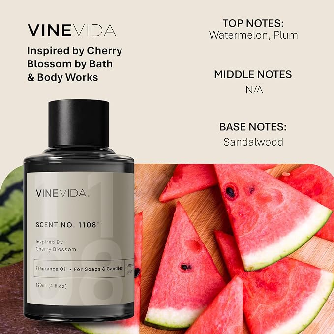 VINEVIDA [4oz] Cherry Blossom Fragrance Oil for Candle Making and Soap Making - Premium Candle Scents for Soy Candles